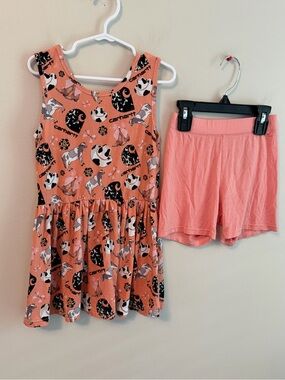 Wei Wei Bamboo Carhartt Peach Animal Print Tank Dress with Peach Knit Shorts